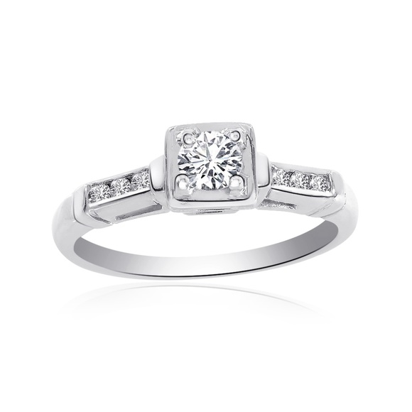 0.30 Ct Round Cut Diamond Engagement Vintage Ring - Picture 1 of 6